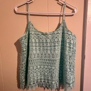 Blue lace, spaghetti, strap tank top